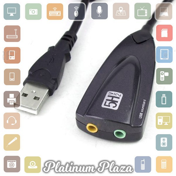 Sound Card USB Virtual 7.1 Channel dengan Chipset China - 5Hv2 - Black`60FEHQ-