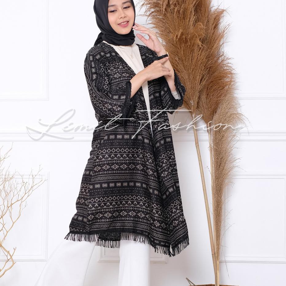 ☎ CARDIGAN MOTIF BOHEIMIAN / OUTER PANJANG MOTIF / CARDIGAN PANJANG WANITA / OUTER BOHEIMIAN PUTIH ✫