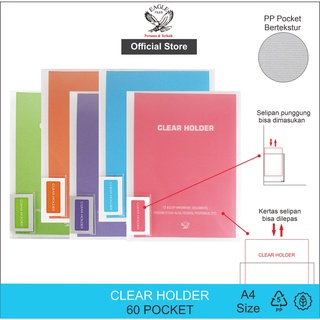 EAGLE FILES Dokumen Keeper Transparan Neon A4 60 Pocket / Clear Holder / Display Book / Document Keeper