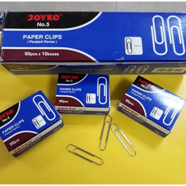 

Klip | (10Pcs) Paper Clip No 5 Joyko / Triagonal Clip Kertas
