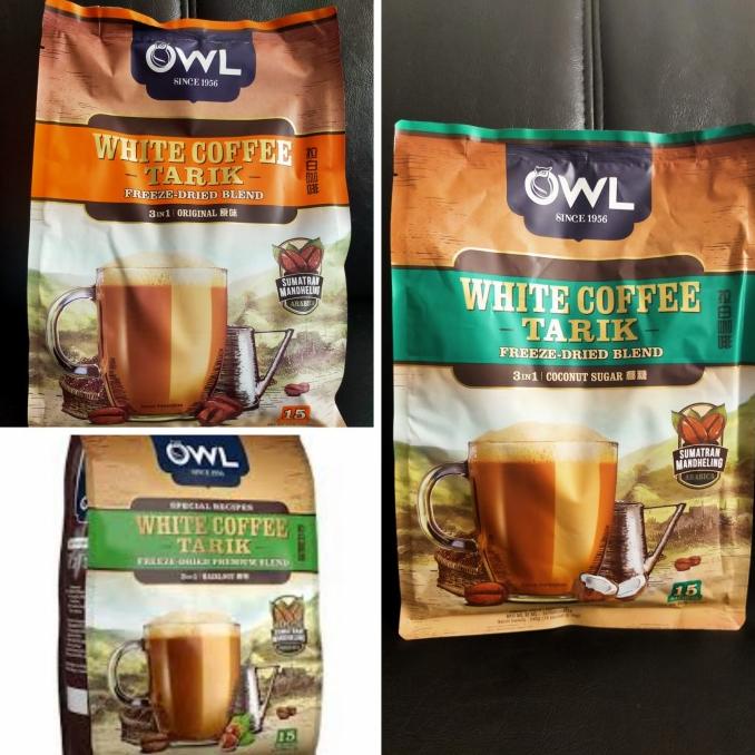 

OWL WHITE COFFEE TARIK 3 IN 1/ORIGINAL/HAZELNUT/COCONUT SUGAR