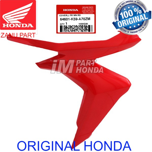 64601-K59-A70ZM Cover Sayap Kiri Vario 125 LED 2018 2019 Merah Ferarri ori