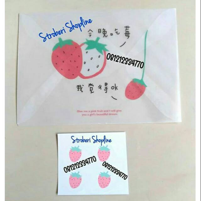 

1 Set Amplop Strawberry + Sticker Tempel isi 4 (Uk.15x11cm) IMPORT CHINA