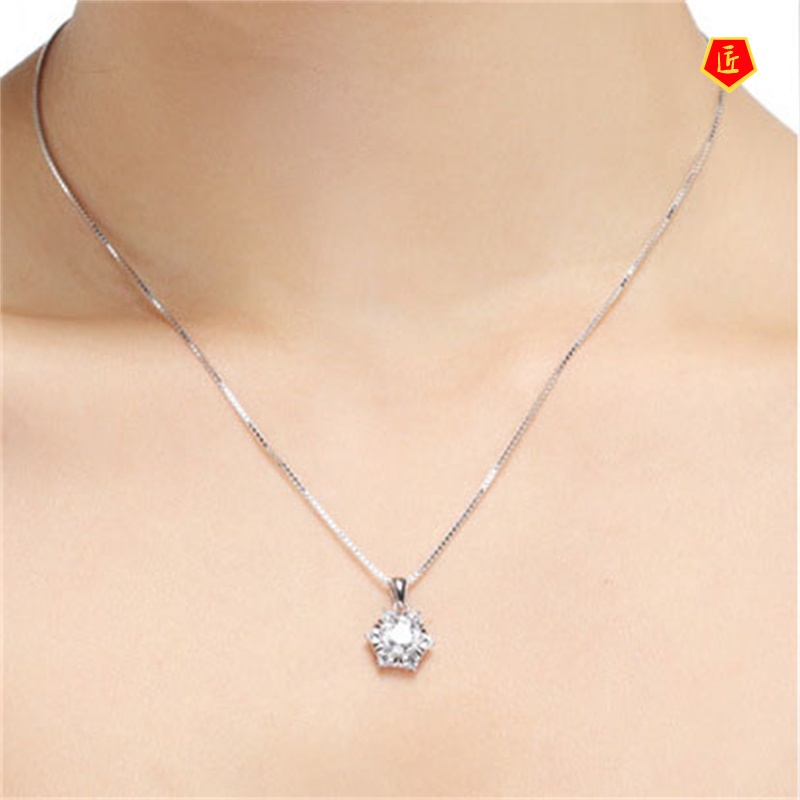 [Ready Stock]Inlaid Zircon Snow Necklace Women's Japanese and Korean Sweet Pendant