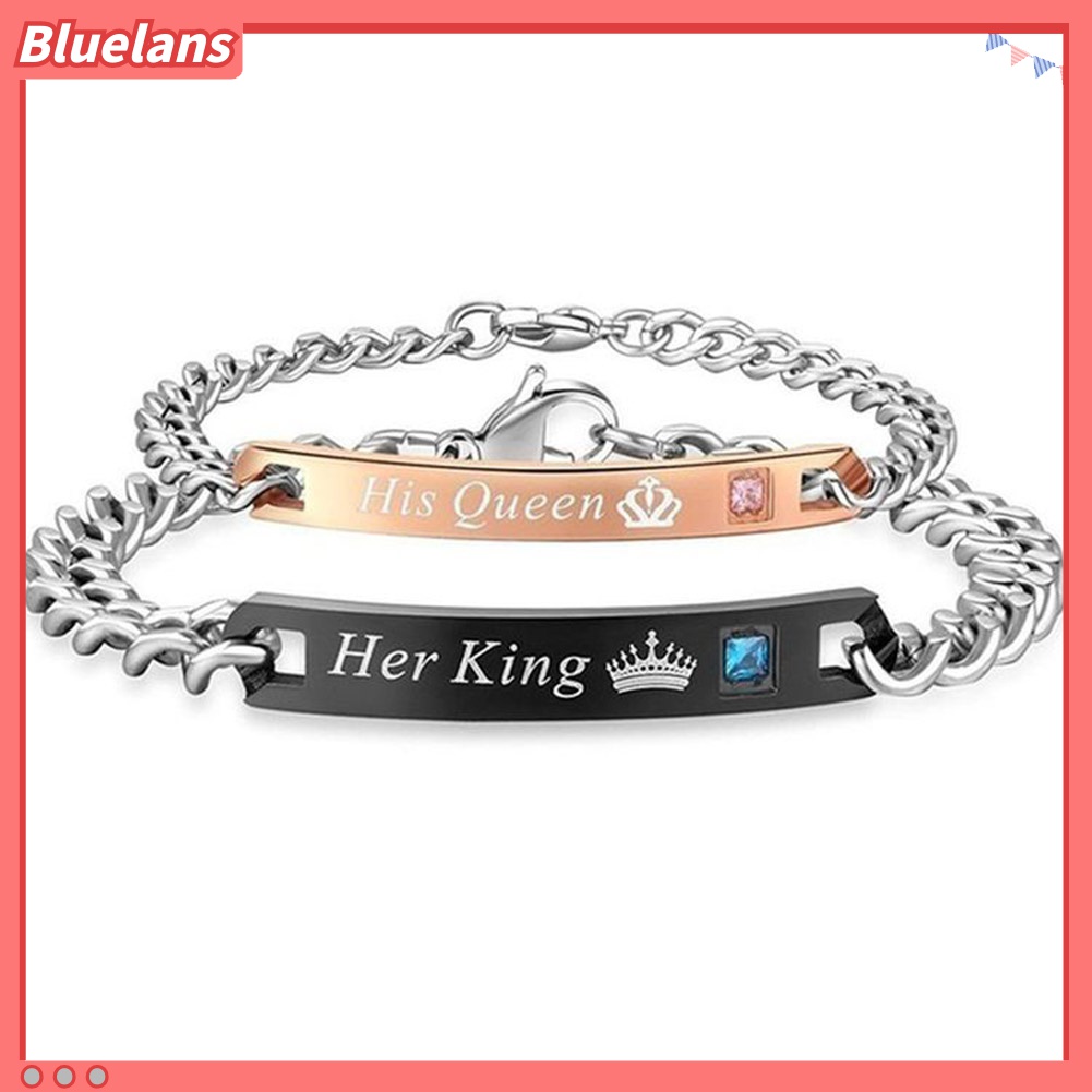 Gelang Bangle Desain Mahkota His Queen Her King Untuk Pasangan