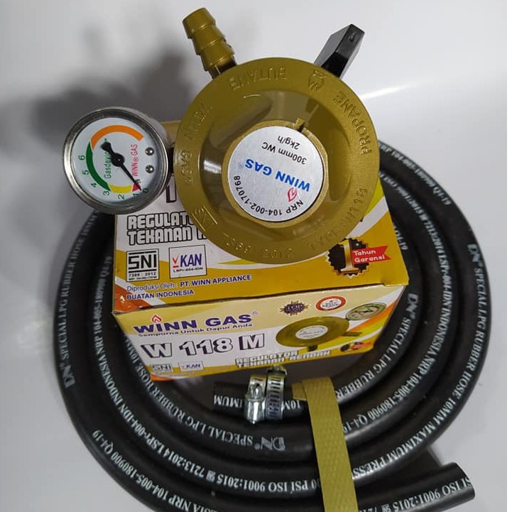 Regulator WINN GAS W 118 M Selang gas LPG 400 PSI ASLI DN Standar ISO 9001
