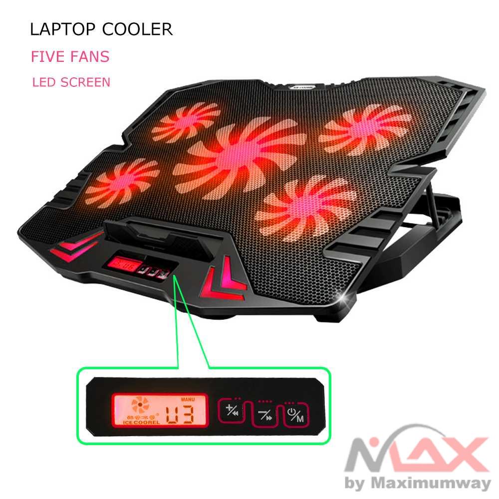 ICE COOREL FAN tatakan laptop notebook Cooling Pad Laptop 5 Kipas -Pendingin Meja Tatakan Hitam