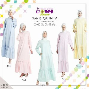 Gamis Clover Clothing Quinta   Dress Pastel Oxford Denim   Jual Baju Muslim Original