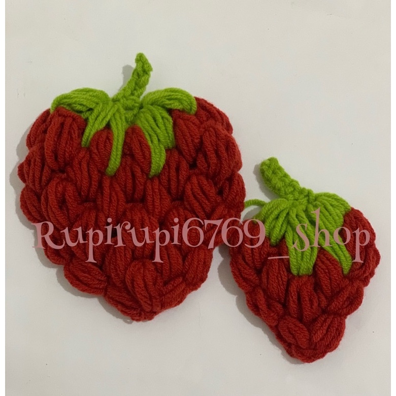 Strawberry rajut 6cm dan 9cm