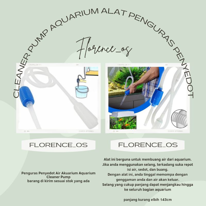 Cleaner Pump Aquarium Alat Penguras Penyedot  Air Kolam Ikan