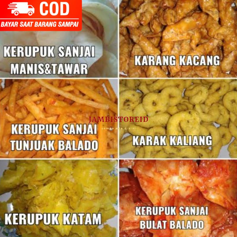 

(JAMBISTOREID) Keripik Kerupuk Curah 250gram Aneka Kerupuk Sanjay Oleh-Oleh Sumatera Barat Jambi Krupuk Ganepo Cancang Sanjai Ubi Singkong Kuning Bulat Ungu Gula Aren Pedas Balado Karak Kaliang Talas Bawang Opak Jengkol Sale Pisang Rakik Maco Sumbar