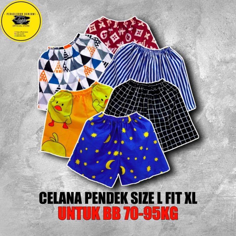 L FIT XL CELANA PENDEK PRIA CELANA WANITA KOLOR MOTIF BOXER KEREN BB 75-95KG