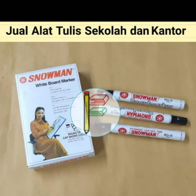 Spidol Whiteboard Papan Tulis Kaca Snowman BG-12 per pc