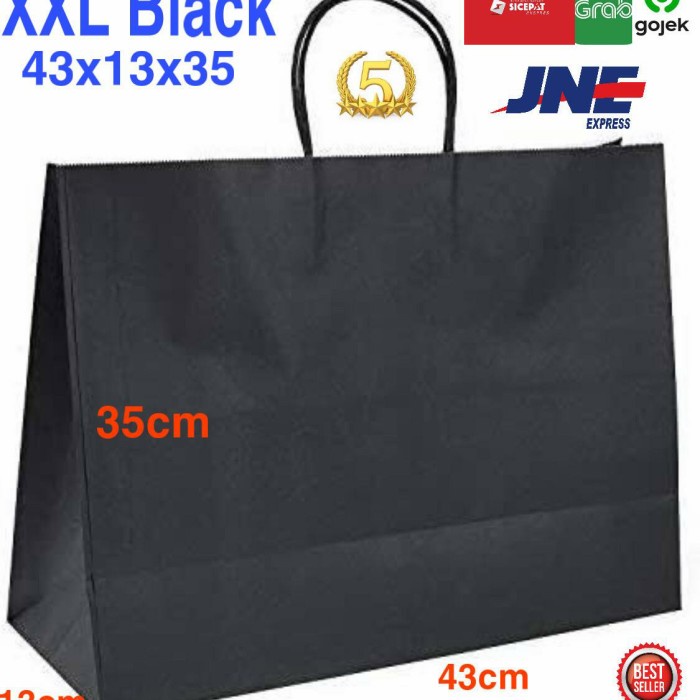 

NEW Paperbag Kertas Hitam uk XXL | Goodie Bag Kertas uk XXL Hitam