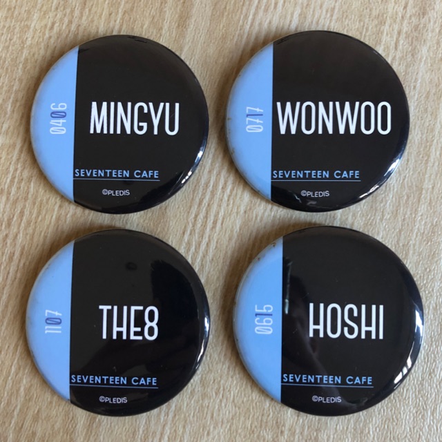 SEVENTEEN CAFE JAPAN 2018 OFFICIAL GOODS TIN BADGE / PIN BUTTON MEMBER NAME MINGYU WONWOO THE8 HOSHI