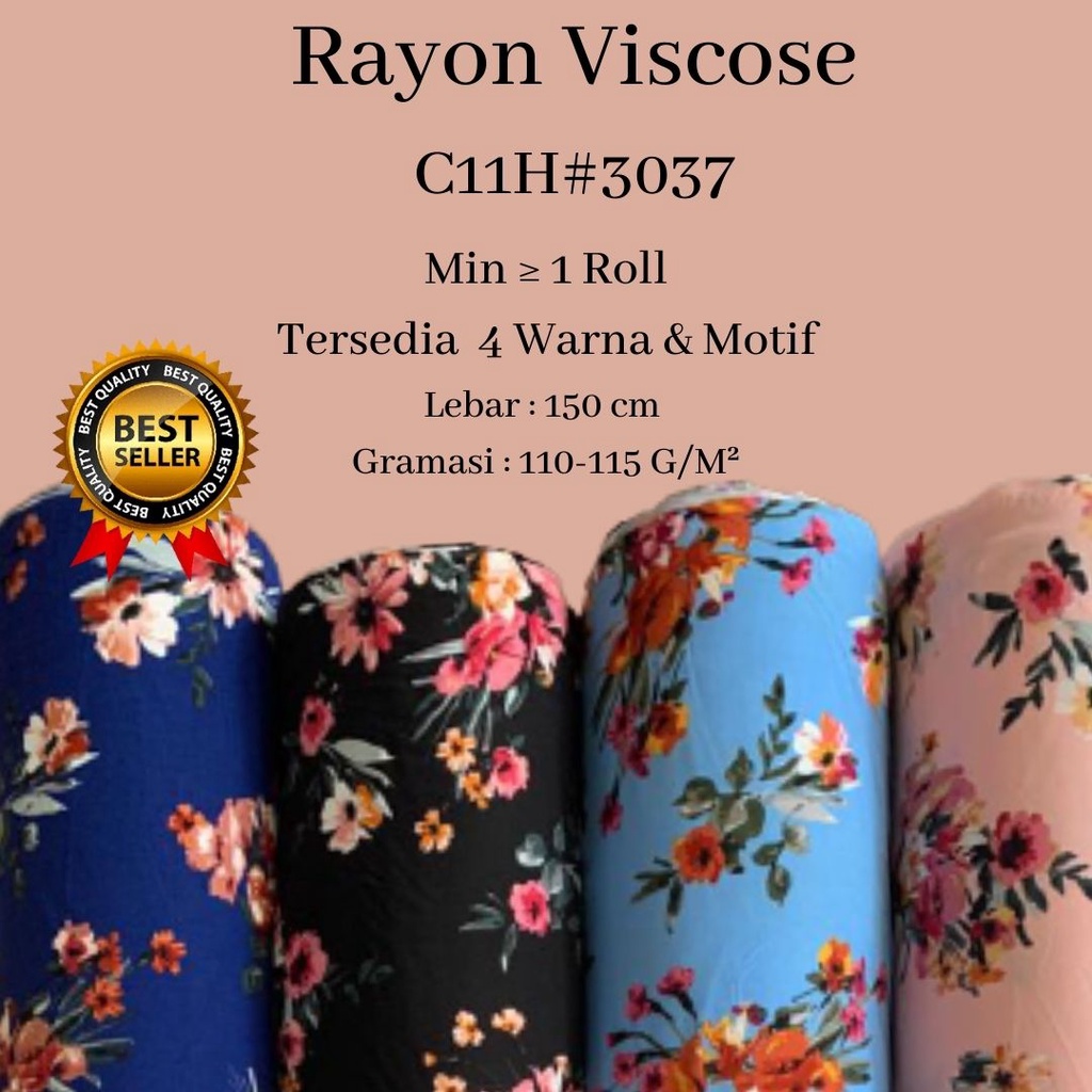 1 Roll Kain Rayon Viscose Premium C11H#3037