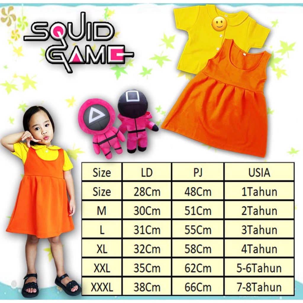 FILOBEE DRESS ANAK PEREMPUAN /Jumpsuit Anak Model Boneka Robot KDrama Squid Game BAHAN SCUBA PREMIUM