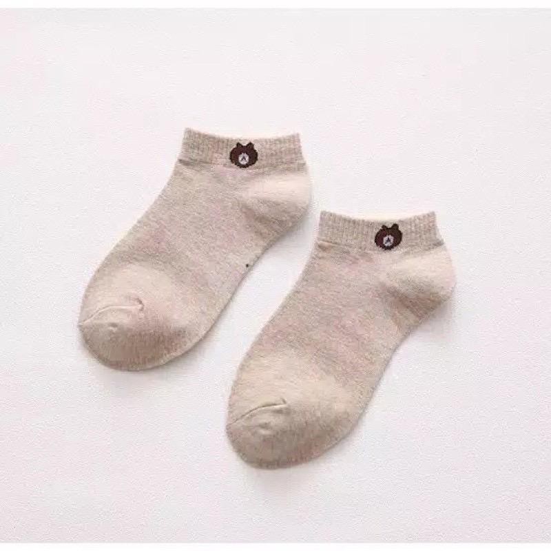 Kaos Kaki Cute Kaos Kaki Motif Kaos Kaki Semata Kaki K1 CAHAYA-Crem Muda