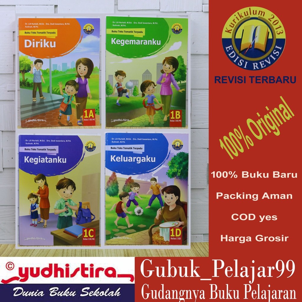 Paket Buku tematik yudhistira SD/MI kelas 1 jilid A,B,C dan D  Original BOOK