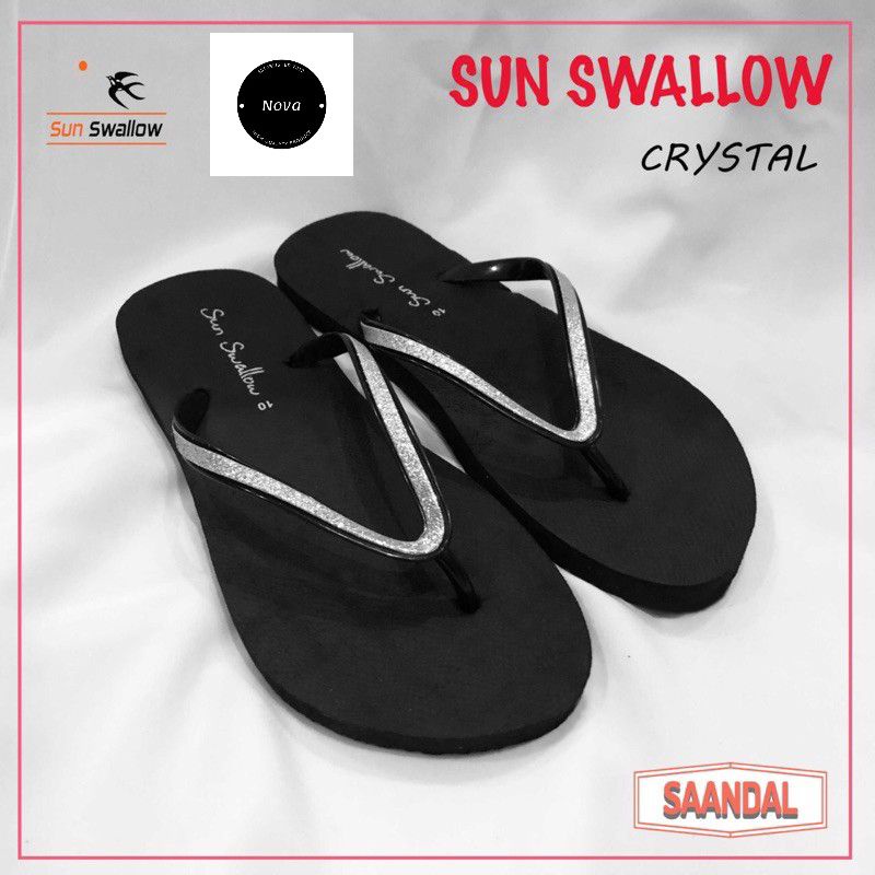 Sandal Jepit Wanita Sun Swallow Crystal Original