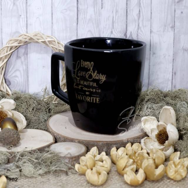 HSBBSH12 SOUVENIR MUG SQUARE WARNA HITAM |SOUVENIR GELAS CUSTOM