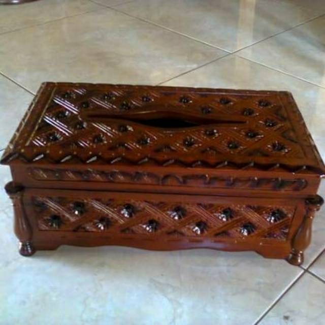 KOTAK TISSUE KAYU UKIR JATI TERMURAH / TEMPAT TISSUE JATI