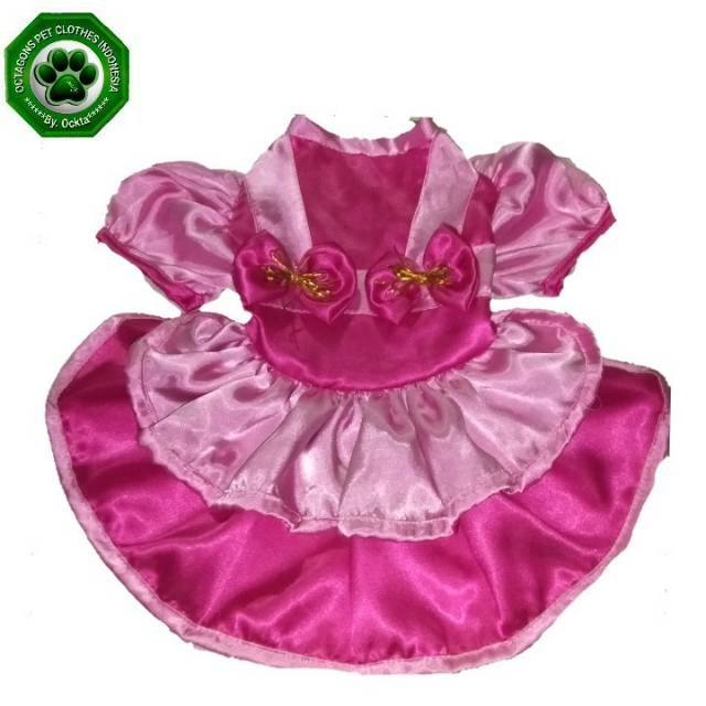 Baju Hewan Octagons Maxi Dress Gradasi Hot and Baby Pink Untuk Kucing Anjing Monyet Musang dsb