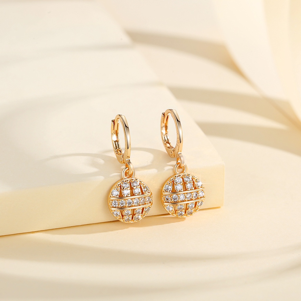 Y684【Barang spot】Korea 1 Pasang Anting Titanium Berlian Untuk  Wanita 14K Anting Zirkon Mini berlapis Emas  Aksesoris Fashion