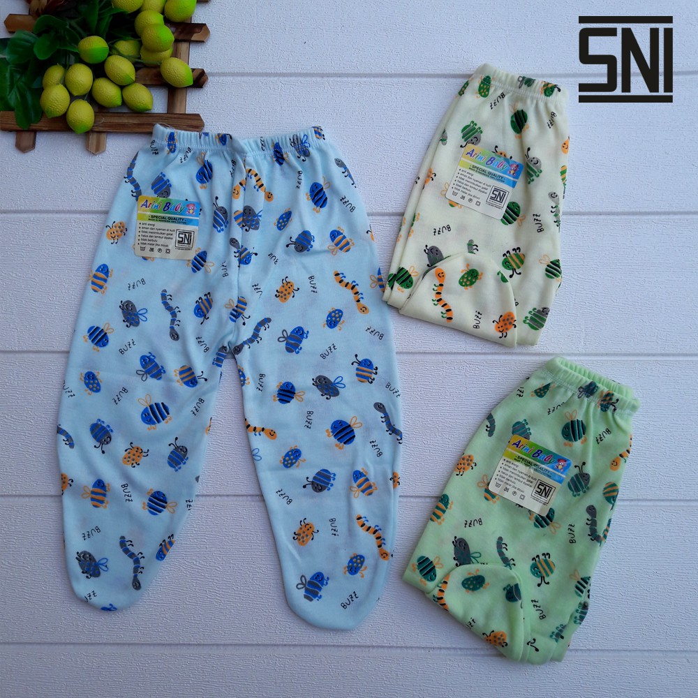 3 PCS Celana Tutup Kaki SNI Motif Warna Bayi Baru Lahir 0-6 Bulan DNW BABY