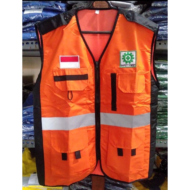 ROMPI SAFETY BAHAN FULL TASLAN ORANYE KOMBINASI HITAM