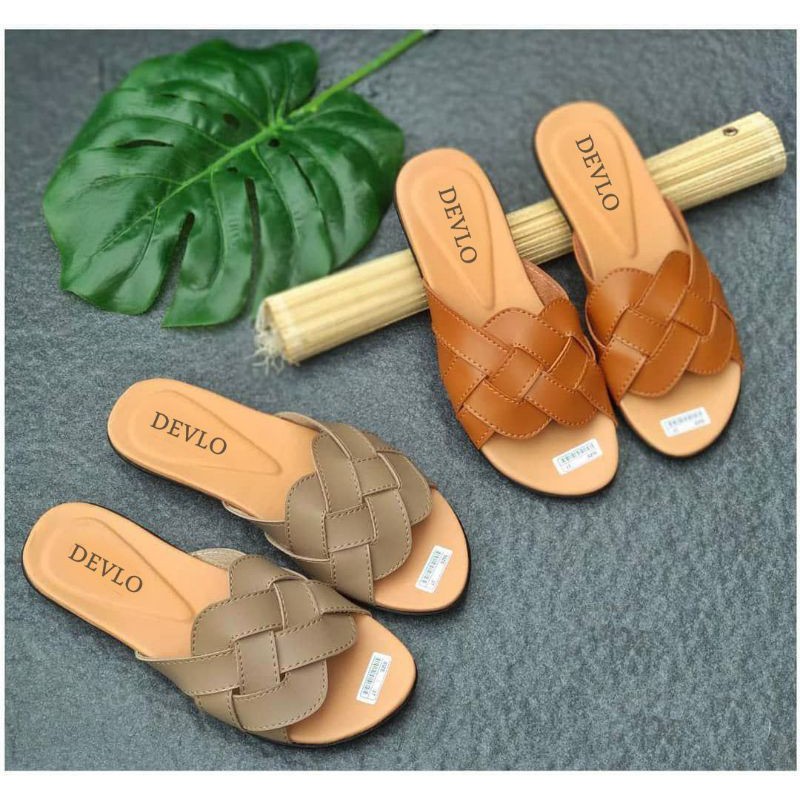 Devlo Sandal Teplek Wanita Rajut Slip On Terbaru Size 37 - 40 (DEVLO KETUPAT)