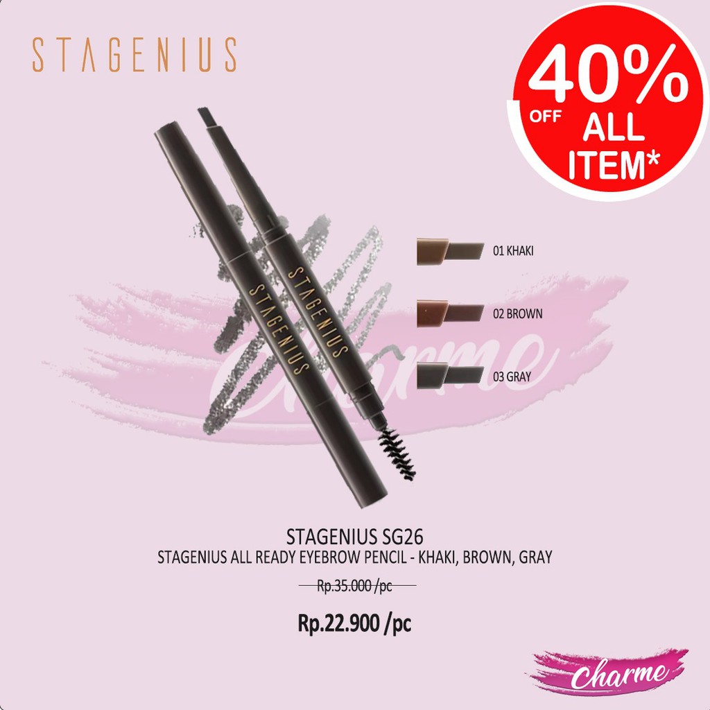 (READY &amp; ORI) Stagenius All Ready Eyebrow Pencil Pensil Alis SG26 SG 26