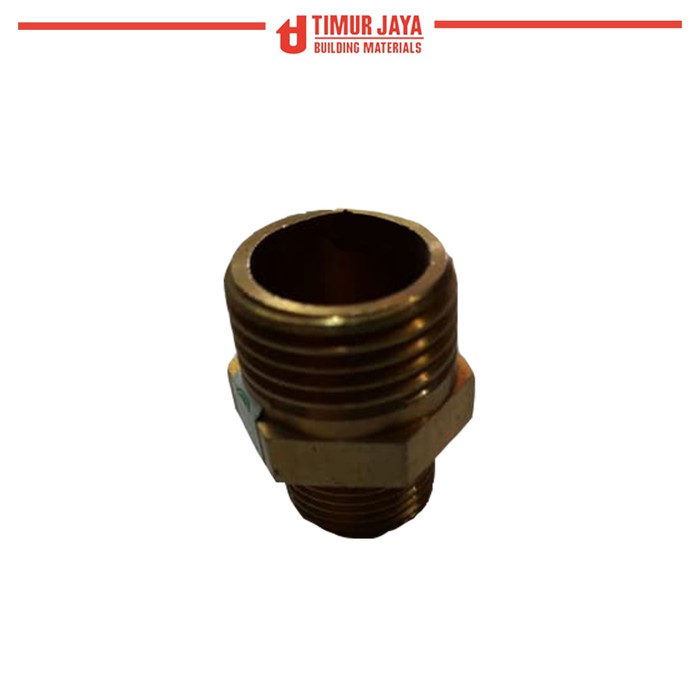 Double Nipple / Dobel Nepel 1/2 x 3/8 Kuningan
