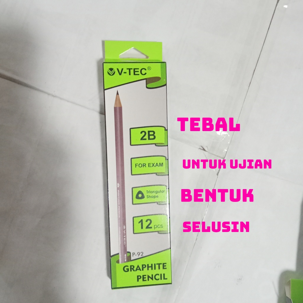 

satu lusin (12 buah) pensil 2B ujian komputer EXAM TRIANGULAR COMPUTER PENCIL VTEC P92