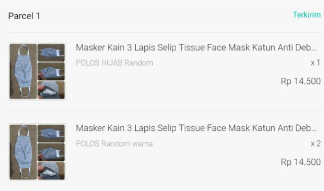 Masker Kain 3 Lapis Selip Tissue Filter Jadi 4 Lapis 4ply Face Mask Katun Anti Debu Cotton Mask