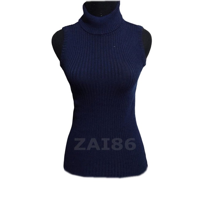 Turtle Neck Tanktop Rajut - Yukensi - Atasan Wanita-Navy