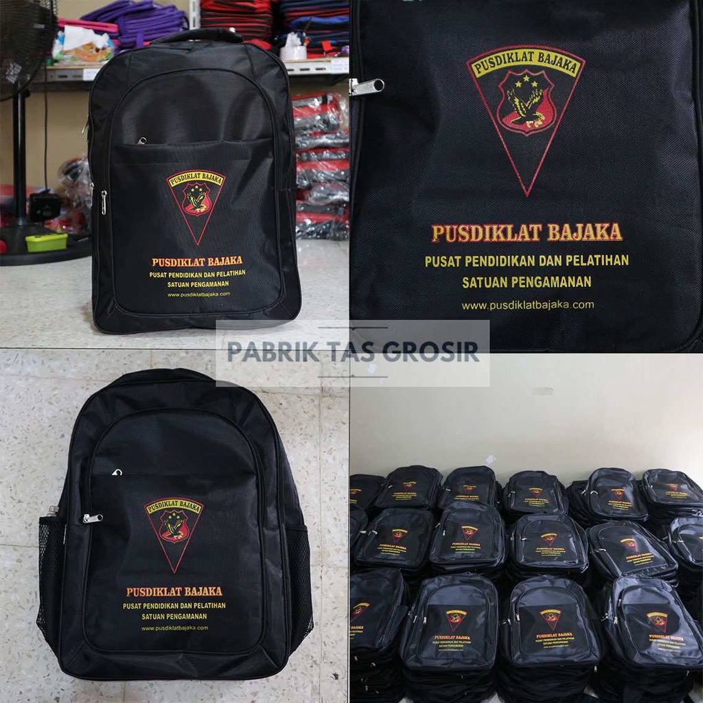 Backpack Multifungsi Ransel Kerja Hitam Tas Custom Grosir Pusdiklat Bajaka Sablon Ransel Pria Punggung