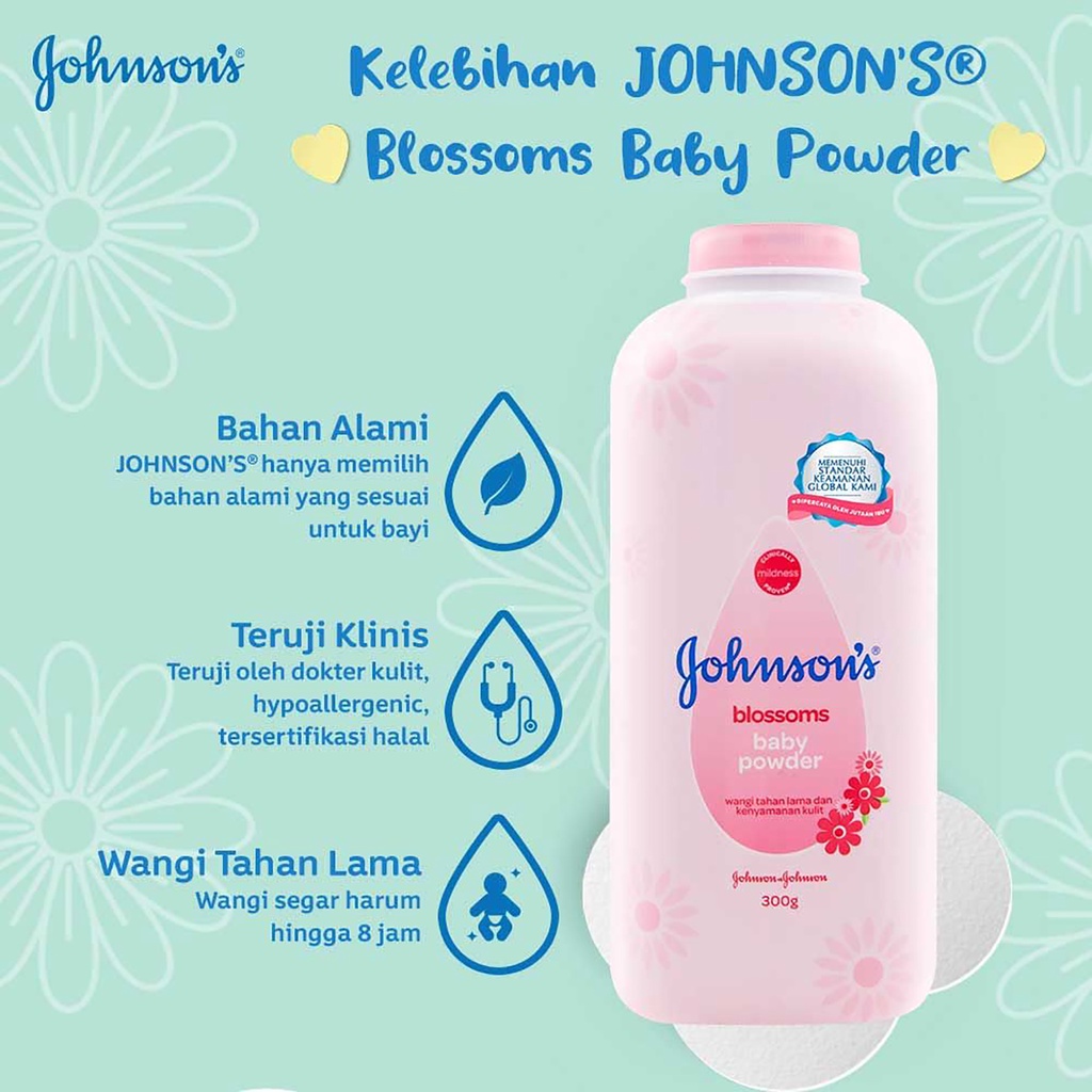 Bisa COD JOHNSON'S Blossoms Baby Powder - Bedak Bayi 50gr / 100gr / 200gr / 300gr / 400gr / 500gr