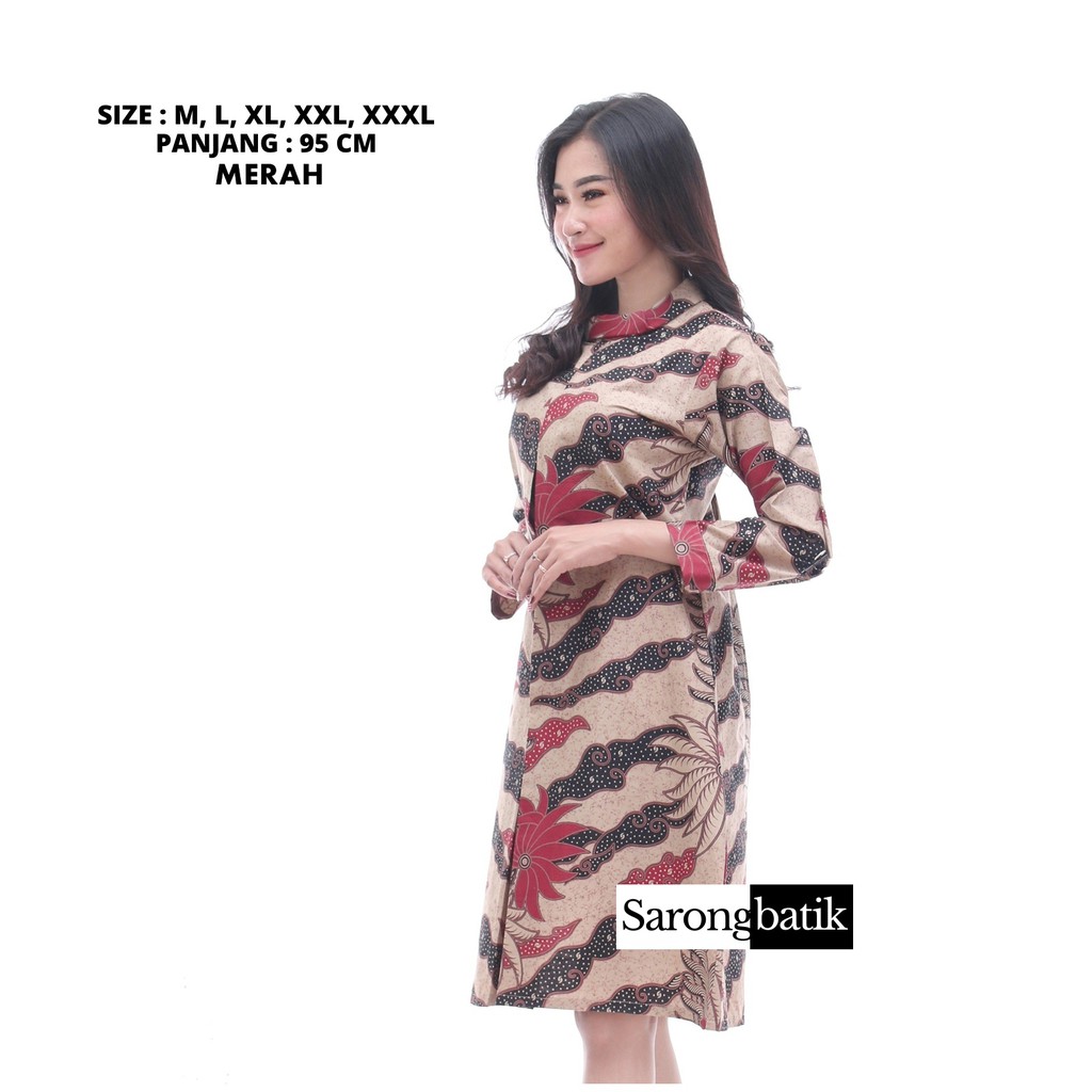 Atasan Dress Batik Wanita Kembang Galaran TB0024SB-6