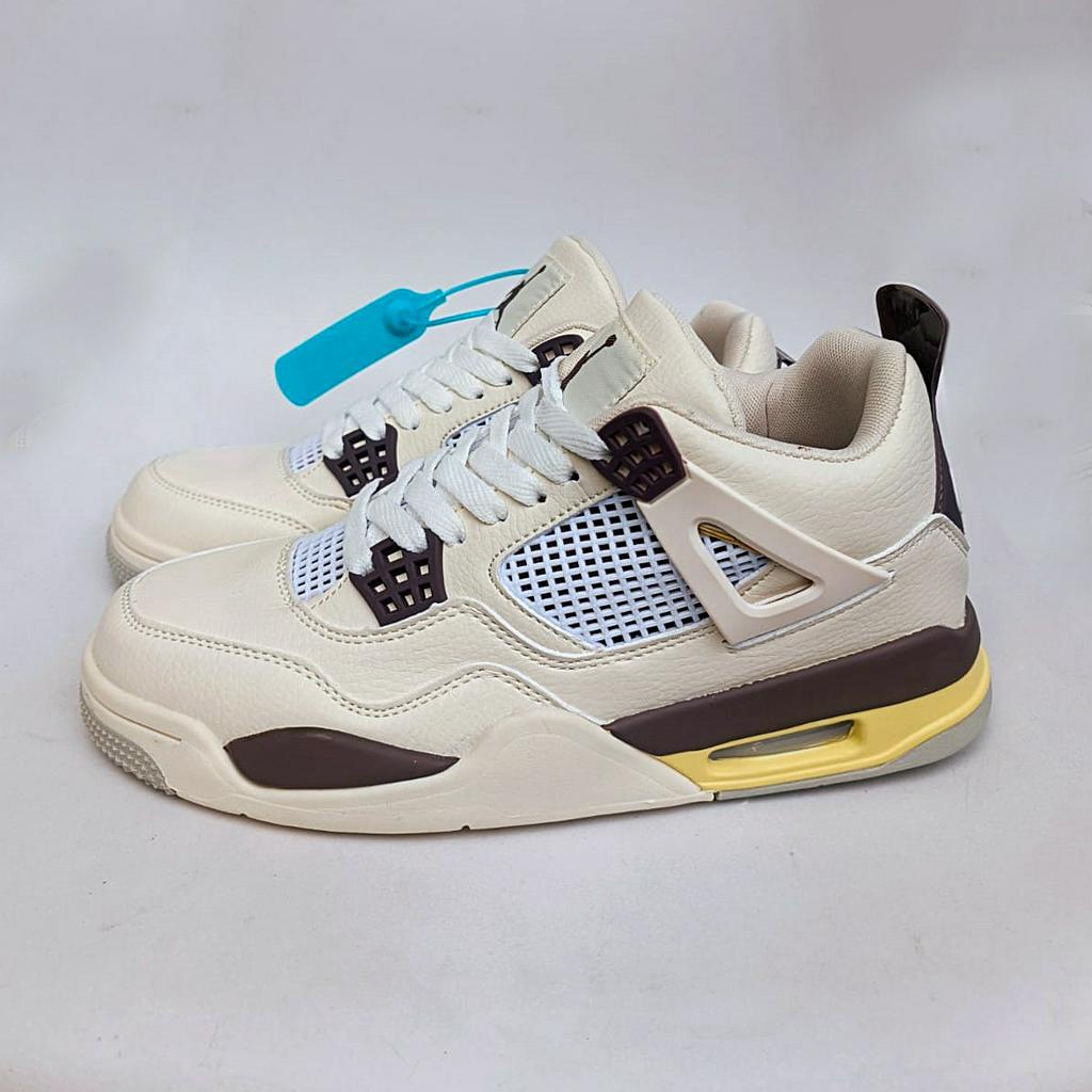 Sepatu Olahraga Sepatu Basket AJ 4 Retr0 Medium Grey Cream Brown