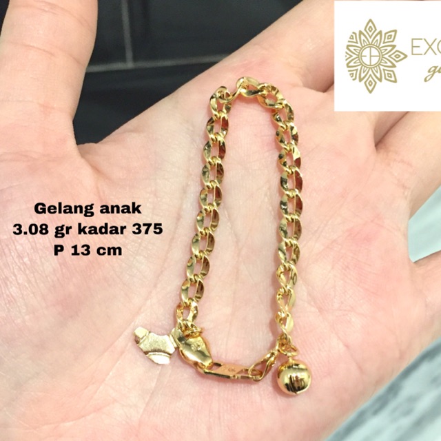 Gelang emas anak rantai polos kadar 375