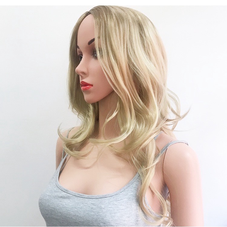 Wig pirang panjang ikal blonde rambut palsu wanita tebal bagus premium