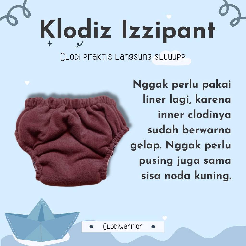 Klodiz Izzipants All In ONE Clodi Celana Praktis Simpel Insert Menyatu Popok Kain Cuci Ulang BB 8-15 kg