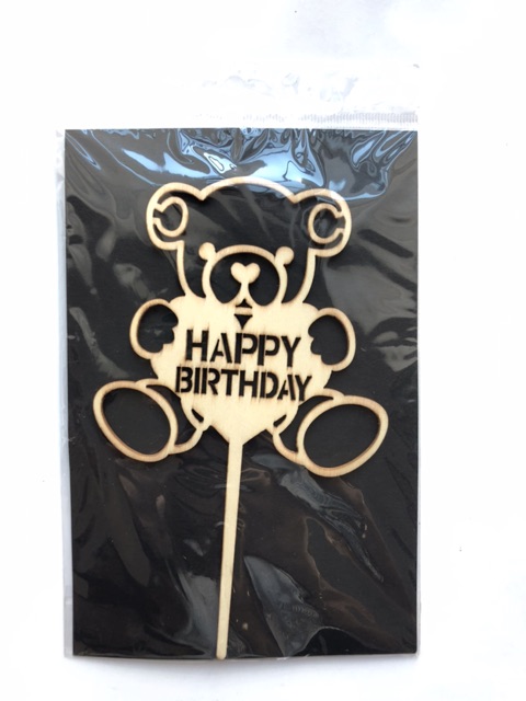 Topper Kue Kayu Happy Birthday Bear/ Cake Topper Sweet/ Topper Kue Love Grosir