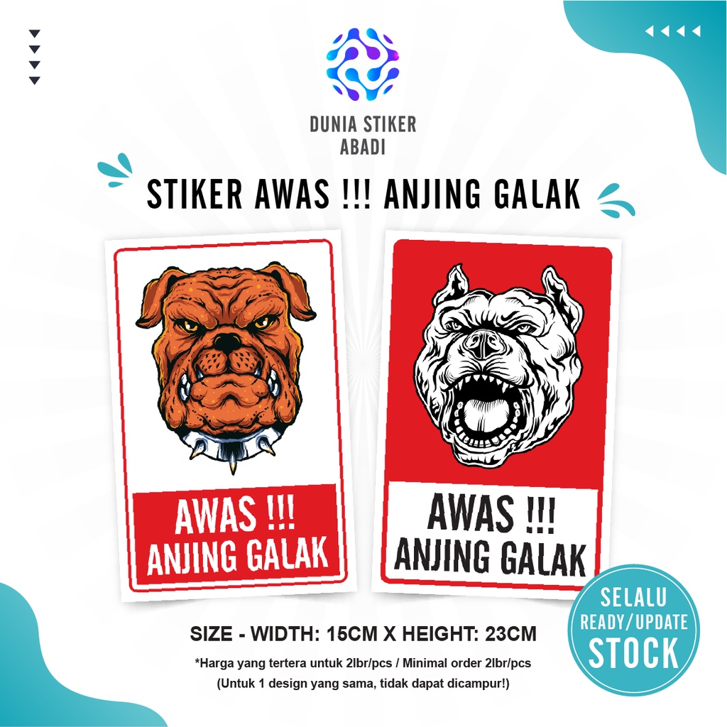 

Stiker Awas Anjing Galak - Per/2 lembar (15x23cm)