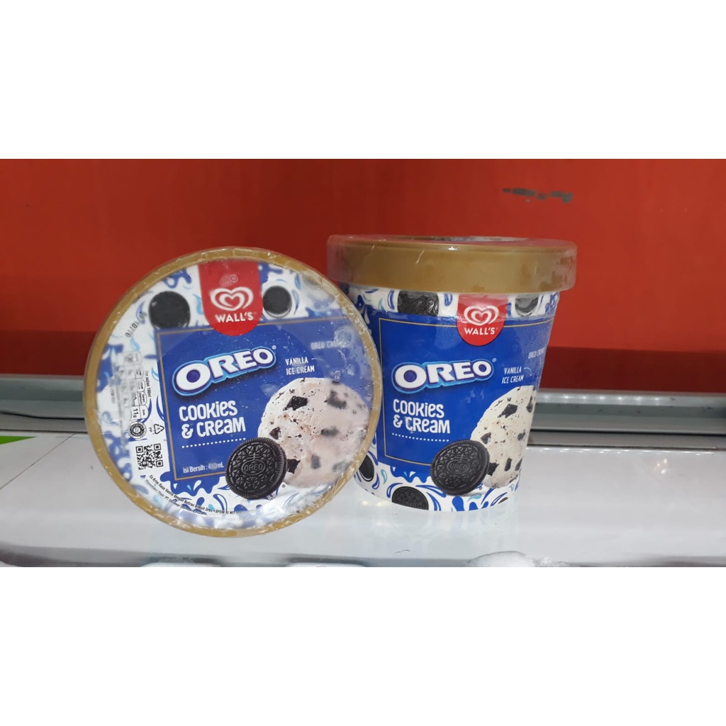 Jual WALLS OREO COOKIES & CREAM RASA VANILA DENGAN BISKUIT OREO 410ML
