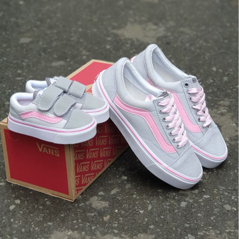 SEPATU ANAK OLD SKOOL PEREKAT HITAM PINK /ABU PINK