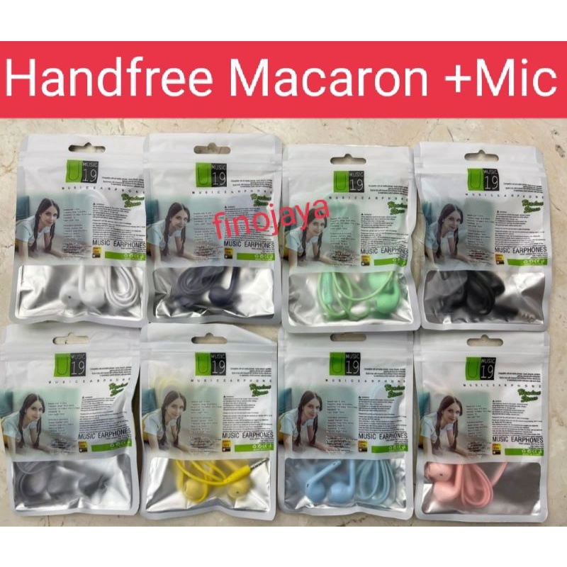 Handfree Handset Hf Macaron U19 Earphone Stereo U19