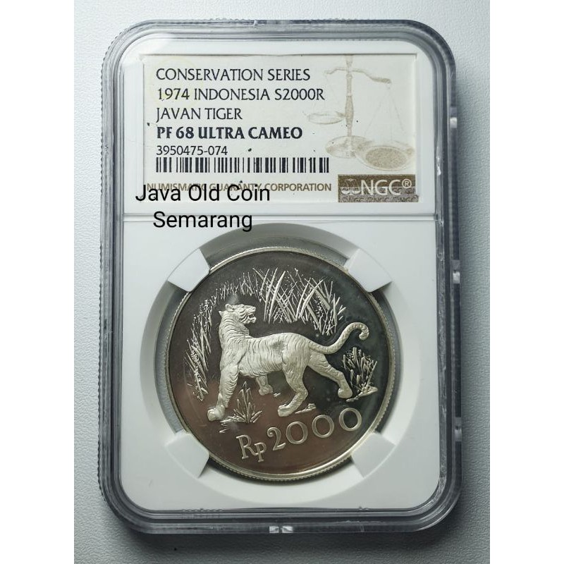koin perak, silver coin rp 2000 th 1974 WWF NGC PF 68 Ultra Cameo