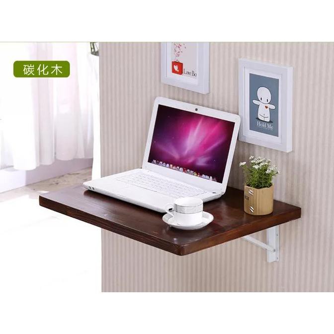 Meja Tempel Tembok Lipat Dinding Rak Meja Kerja Apartement Kos - Cokelat